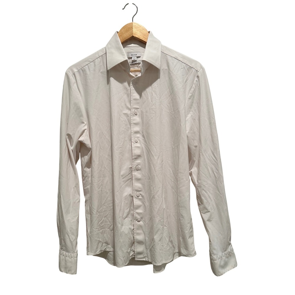 Reiss Voyager White Dress Shirt Button Down Men's Large Business Casual